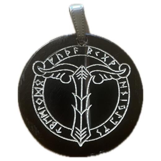 Irminsul im Runenkreis (Kettenanhänger aus Horn)