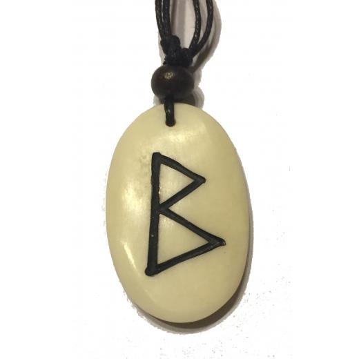 Berkana Rune - Pendant of bone (white)