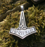 Thors hammer with runes (Pendant in silver)