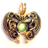 Drachenherz Hellgrün (Kettenanhänger in Gold)