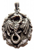 Drachenamulett (Kettenanhänger in Altsilber)