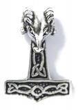 Thorhammer mit Widderkopf (Kettenanhänger in Silber)