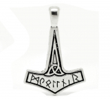 Thors Hammer mit Runen (Kettenanhänger in Silber)