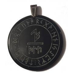 Protection formula ALU in runic circle (Pendant from Horn)